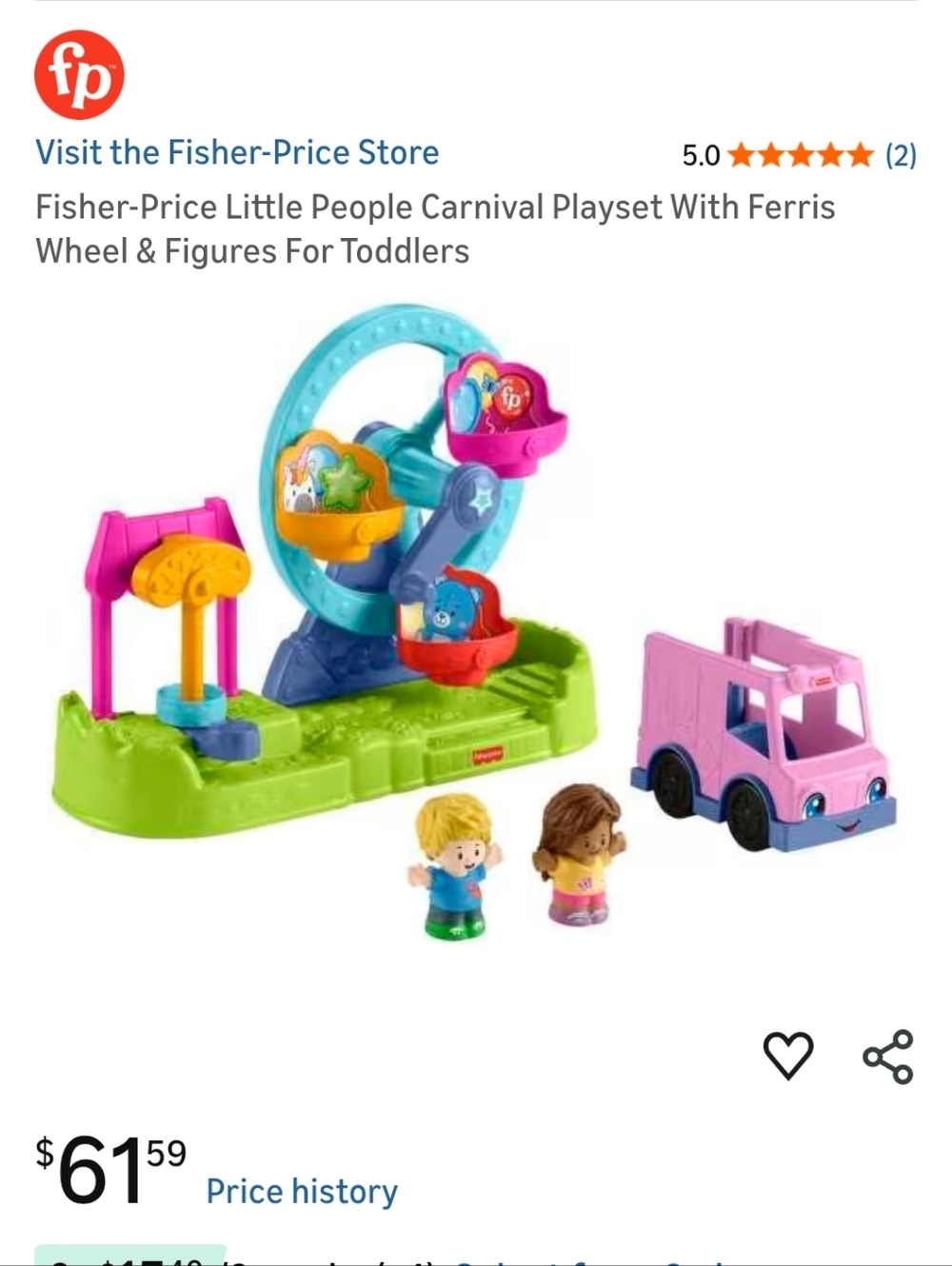 Fisher-Price Little People Carnival Playset in Pink, Green & Blue